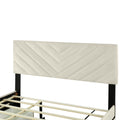 Queen Size Upholstered Platform Bed With Twill Headboard, Pullout Bed And Two Drawers, Flannel, Beige Queen Beige Mdf Lvl
