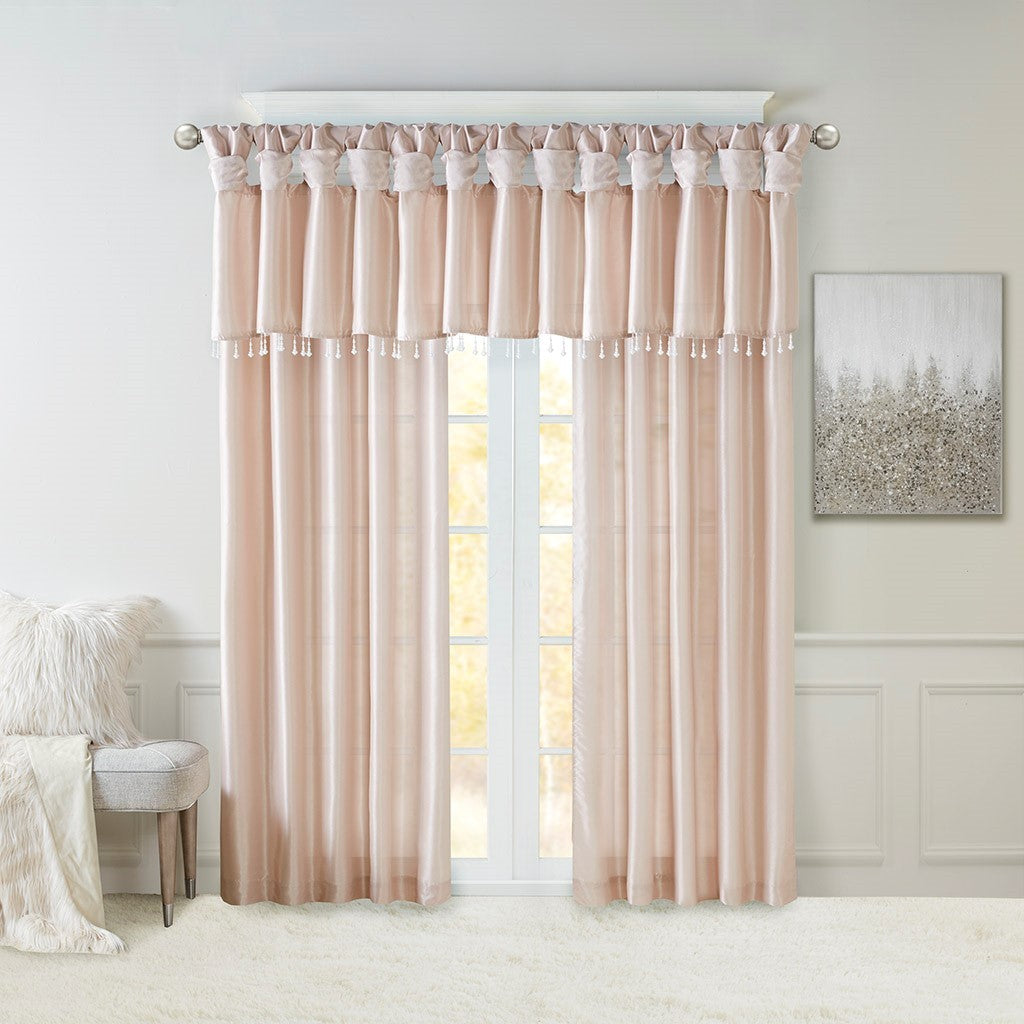 Twist Tab Lined Window Curtain Panel Only 1 Pc Panel Blush Polyester