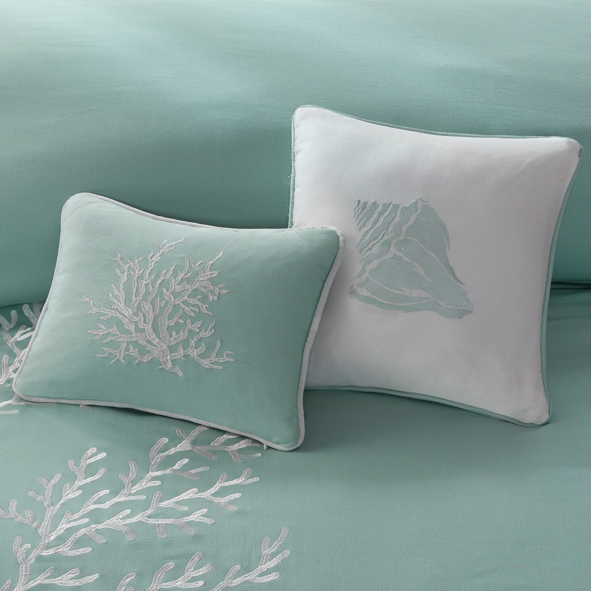 Oversized Cotton Jacquard Comforter Set Aqua King King Aqua Cotton