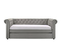 Luxurious 1Pc Modern Aesthetic Beautifully Button Tufted Trim Design Daybed Built In Pull Out Trundle Bed Living Space Guest Room Bedroom Dove Gray Twin Gray Wood Modern Solid Wood
