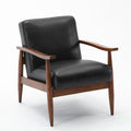 Archer Black Leather Gel Wooden Base Accent Chair Black Foam Faux Leather