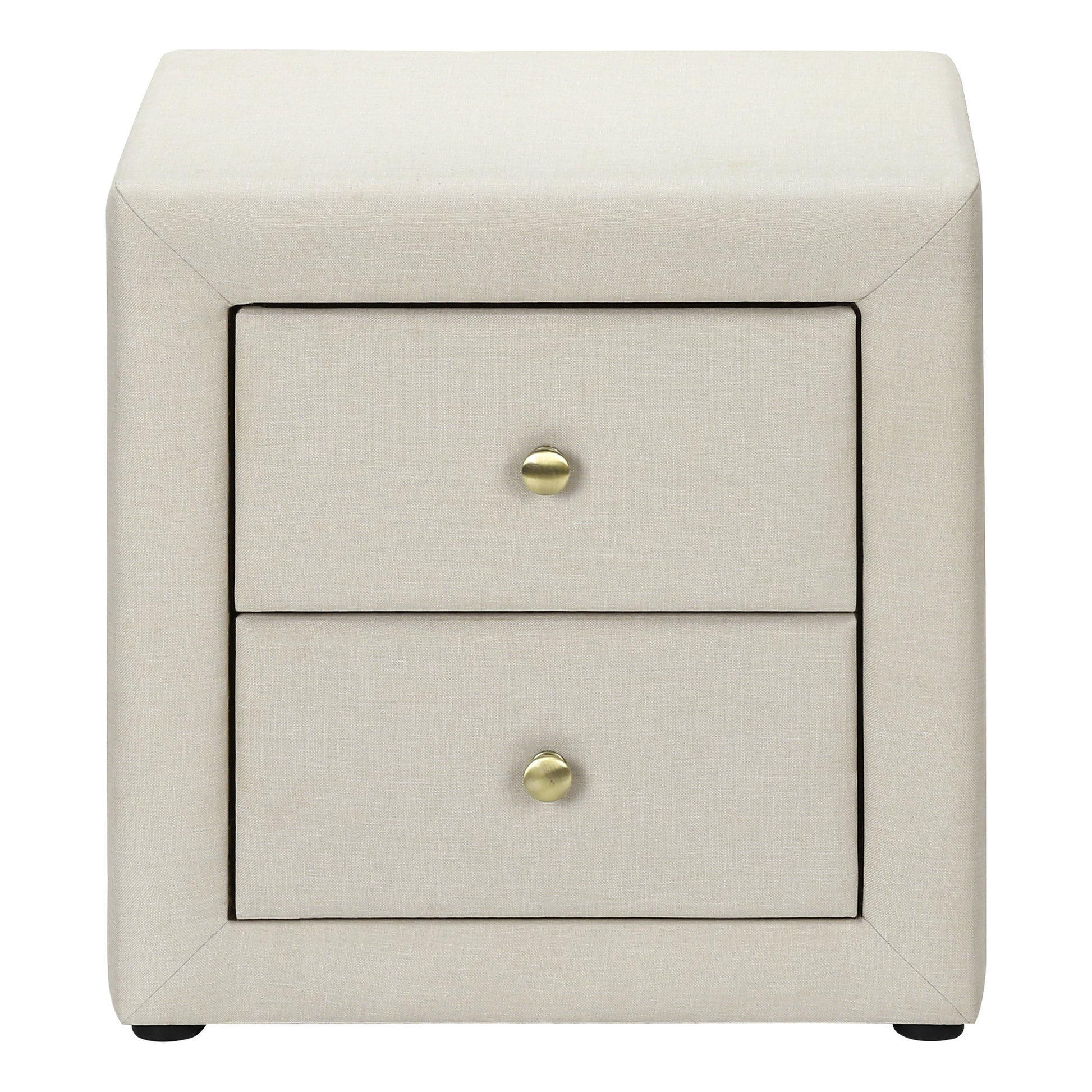 Nightstand, Nightstand, End, Side, Lamp, Storage Drawer, Bedroom, Upholstered, Beige Linen Look, Transitional Beige Mdf