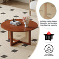 A Natural And Elegant Deep Red Wooden Coffee Table With Artificial Rattan Decorations, Perfect For A Fashionable Living Room And Comfortable Tea Drinking Time Red Wood