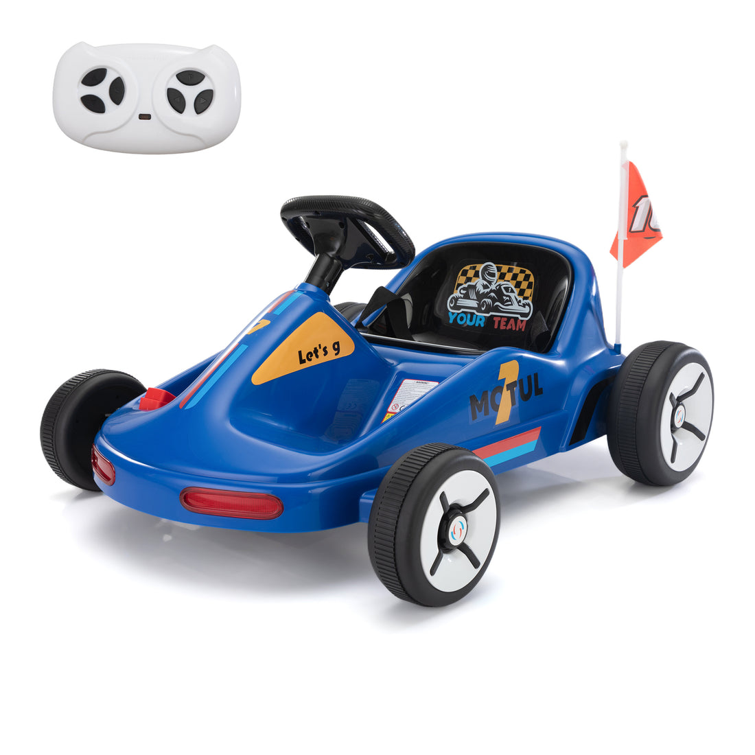 12V Kids Ride On Go Kart, Electric 4 Wheeler Car With Remote Control, Cushioned Seat, Led Lights, Mp3 Music, Bluetooth, Pedal Control, Battery Powered Vehicle For 3 8 Years Old, Blue Blue Polypropylene