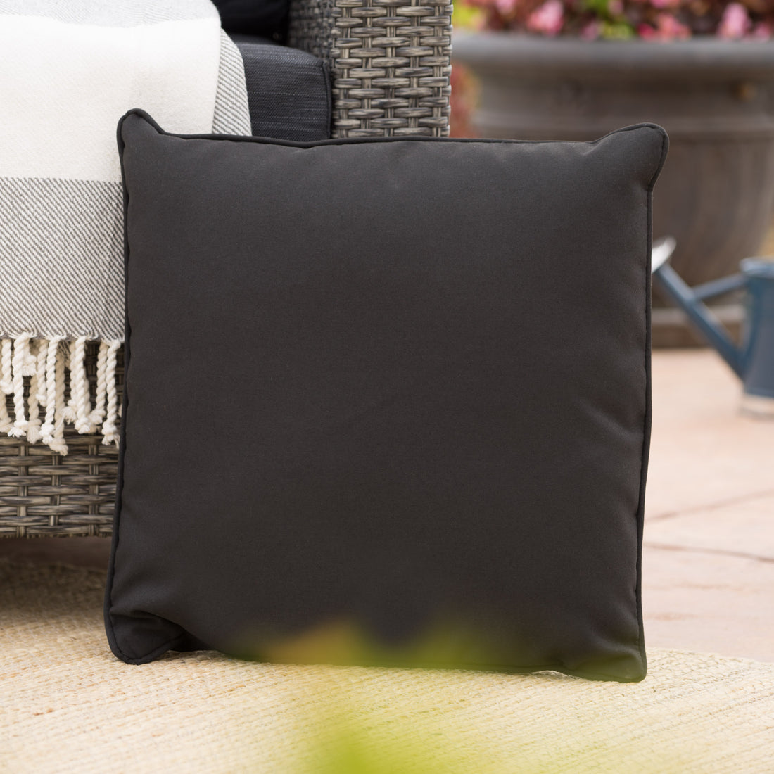 Coronado Square Pillow Black Fabric