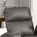 1Pc Modern Power Recliner Glued Solid Wood Frame Heavy Duty Steel Rail Upholstered Faux Leather Fabric Single Stitching Two Cup Holders Grey Color Grey Faux Leather Wood Primary Living Space Cushion Back Contemporary,Modern Foam Faux Leather