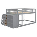 Full Over Full Bunk Bed With 4 Drawers And 3 Shelves Gray Full Gray Solid Wood