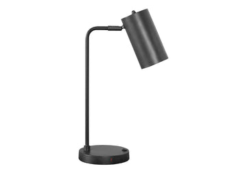 Lighting, 18"H, Table Lamp, Usb Port Included, Grey Metal, Grey Shade, Modern Grey Metal