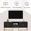 Modern Tv Stand For Tv Up To 70 Inches,Tv Cabinet With 1 Drawer, 2 Cabinets And Metal Legs, Handles And Anti Tip Device For Living Room Black 70 79 Inches Mdf