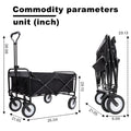 Collapsible Foldable Wagon Cart With Strapping System Beach Wagon Utility Cart Utility Wagon Grocery Cart For For Camping Shopping Sports Gardeing Fishing Supports 360Lbs All Terrain Wheels Black