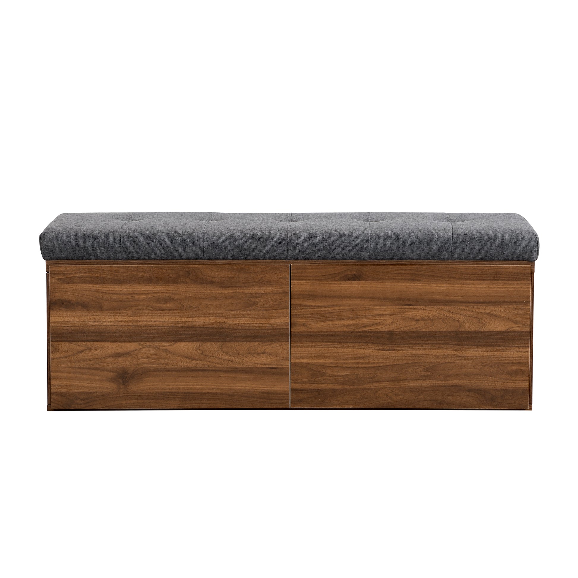 49" Shoe Storage Bench Entryway Shoe Cabinet Storage Ottoman With Padded Seat Cushion And Double Doors For Entryway, Hallway And Bedroom, Dark Grey Cushioned Dark Gray Linen Or Linen Blend Solid