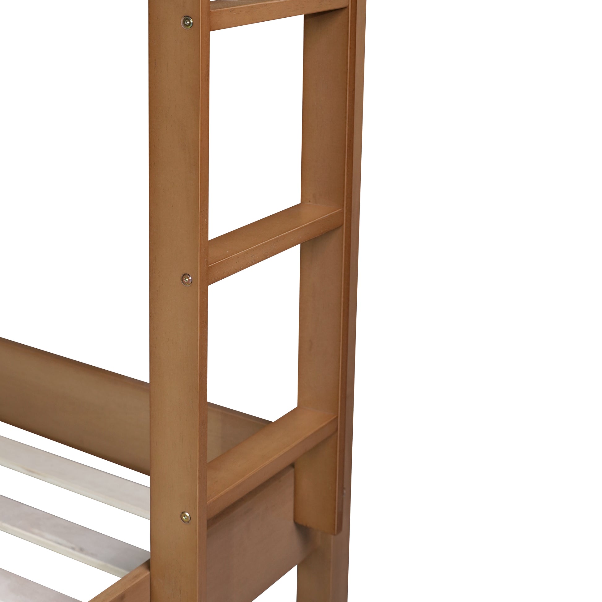 Twin Over Twin Bunk Bed, Upholstered Bunk Bed Frame With Ladder, Safety Guardrails,Rubber Wooden,Teddy Fleece Fabric Headboard Footboard ,Natural Twin Natural Rubber Wood