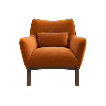 Brayden Mid Century Modern Burnt Orange Velvet Armchair Burnt Orange Brown Velvet Wood Solid Wood,Velvet