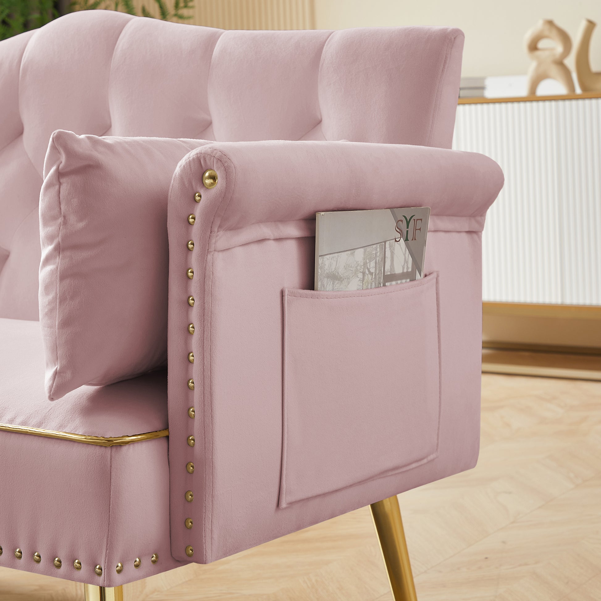 Pink 2 Seater Sofa Pink Wood Tufted Back Velvet 2 Seat