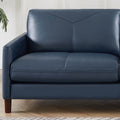 Yorkdale Leather Sofa Navy Down Filling Genuine Leather 3 Seat