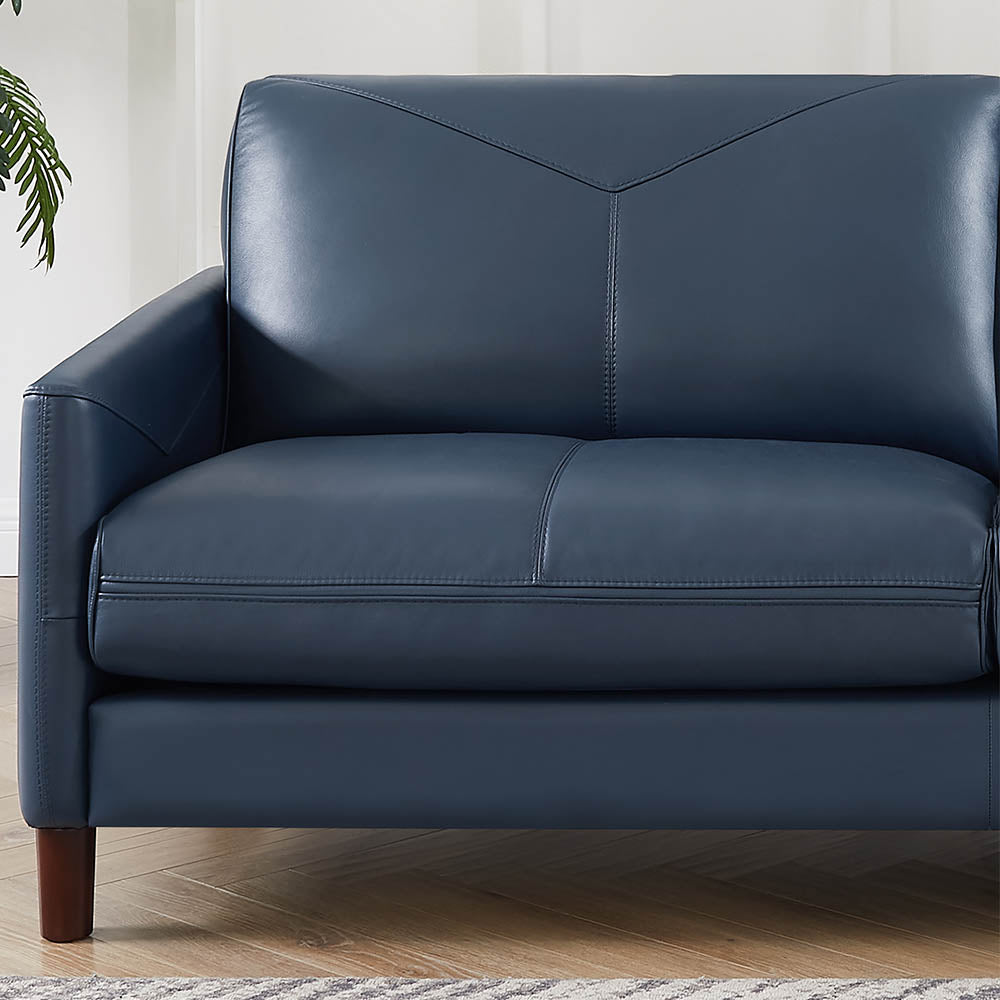 Yorkdale Leather Sofa Navy Down Filling Genuine Leather 3 Seat