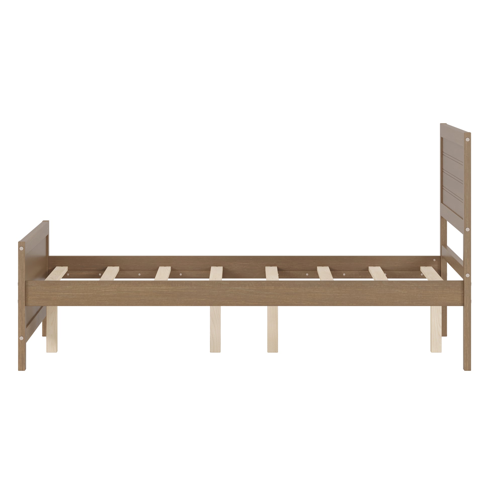 Wood Platform Bed Frame With Headboard, Mattress Foundation With Wood Slat Support, No Box Spring Needed, Full Size, Walnut Box Spring Not Required Full Walnut Wood Solid Wood Mdf