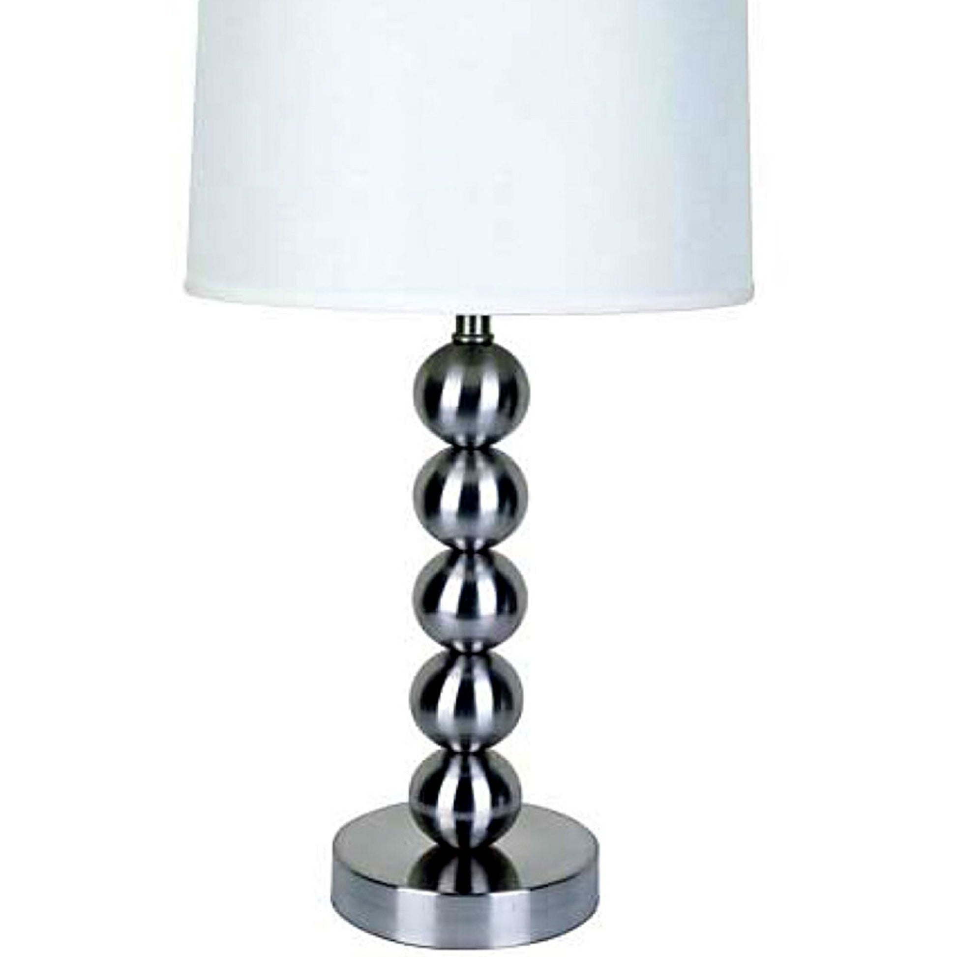 28" Tall Metal Table Lamp With Satin Nickel Finish, White Linen Shade Multicolor Metal