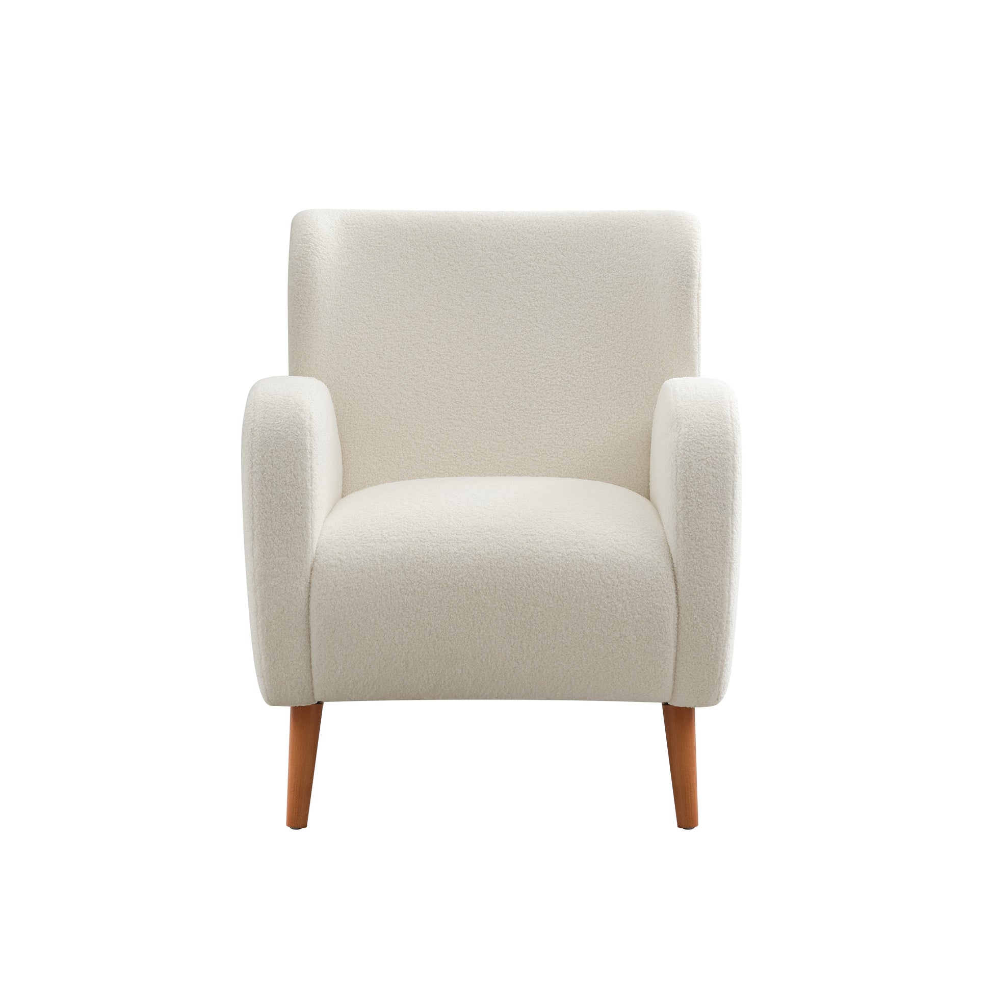 Mirod Modern Wing Back Lounge Chair Stylish Design, Soft Fabric, Solid Wood Legs, Easy Assembly, Durable Frame Beige Boucle