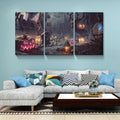 3 Panel Canvas Wall Art Prints Halloween Painting Print Gallery Wrap Artwork For Living Room Decoration 1624Inch Thickness 1.5Inch Multicolor Halloween Canvas