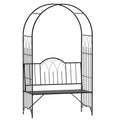 Outsunny Metal Trellis Arbor Arch For Climbing Plants With Garden Bench, Grow Grapes & Vines, Patio Decor & 2 Person Outdoor Interlacing Decorative Seating With Tips, 484 Lbs. Weight Capacity, Black Black Metal