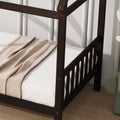 Twin House Bed With Headboard And Footboard, Twin Rubber Wood Bed With House Frame,Esspresso Twin Espresso Rubber Wood