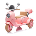 12V Two Seater Kids Ride On Electric Motorcycle,Three Wheels Kids Toy With Slow Start,Multi Function Player,Usb,Bluetooth, Light,Backseat Flip Adult Seat, Oversized Storage Box For Kids Aged 3 6. Pink Plastic