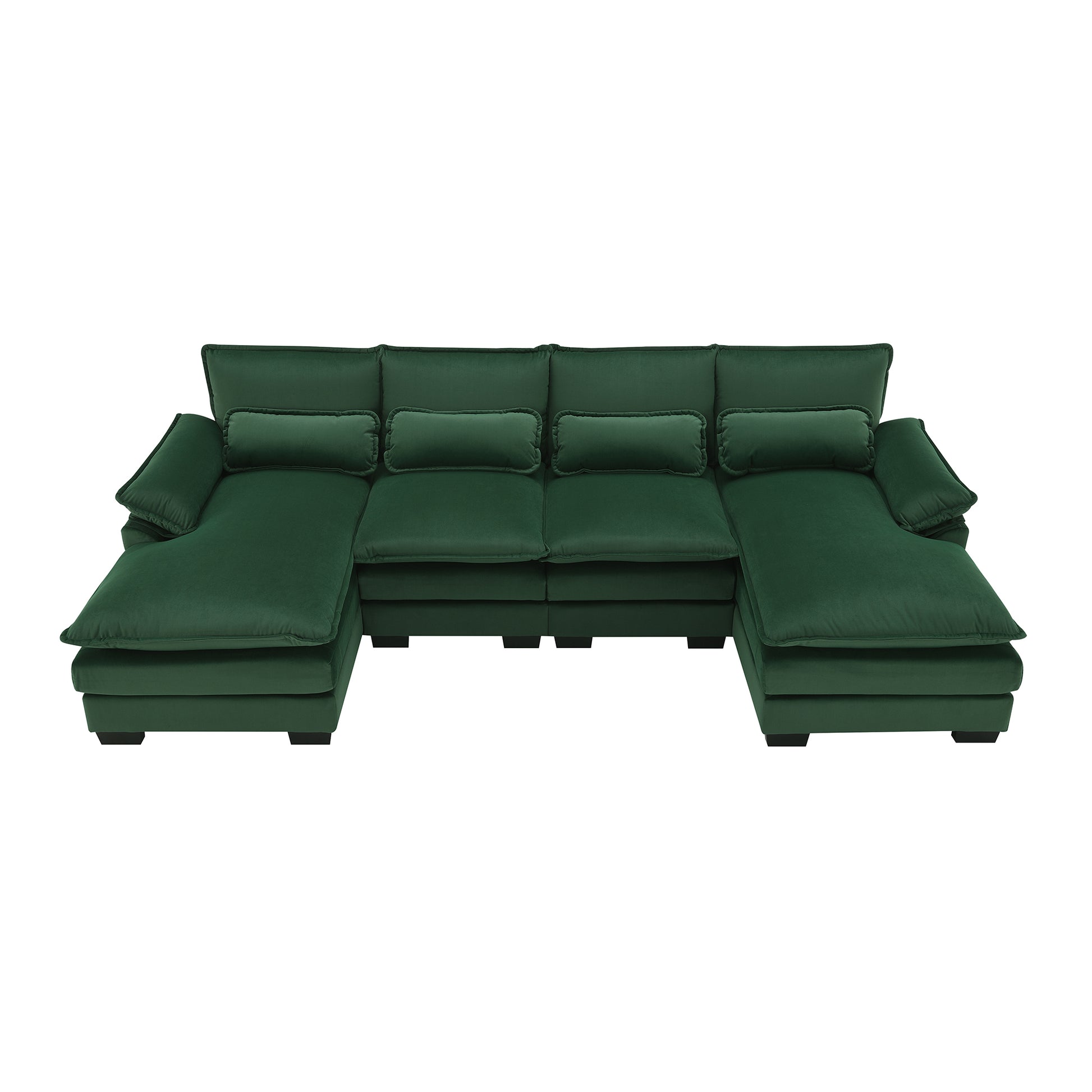 110*55" Modern U Shaped Sectional Sofa With Waist Pillows,6 Seat Upholstered Symmetrical Sofa Furniture,Sleeper Sofa Couch With Chaise Lounge For Living Room,Apartment,5 Color Green Velvet 6 Seat