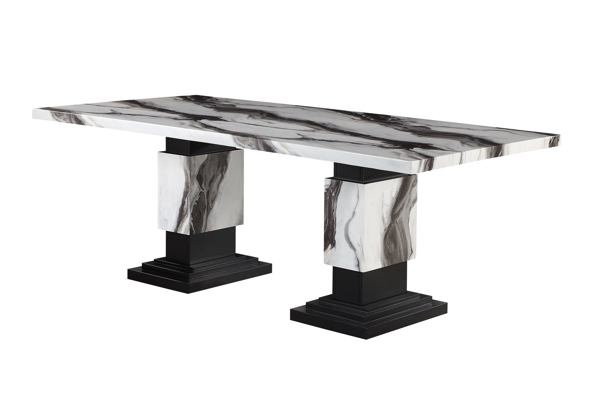 Stacey Zebra White Black Dining Table Multicolor Rubber Wood