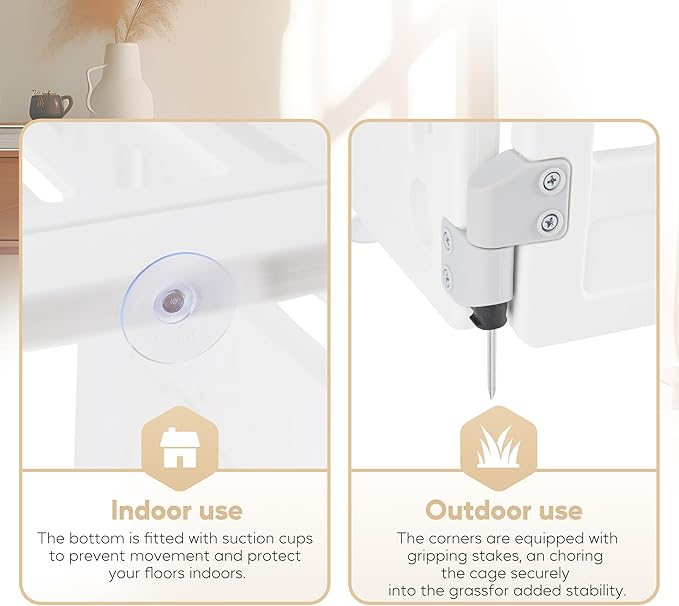 Dog Playpen, 24" Exercise 6 Panel Pet Playpen With Door, Safe And Secure, Folding And Portable Puppy Playpen For Puppies And Small Dogs, White White Plastic