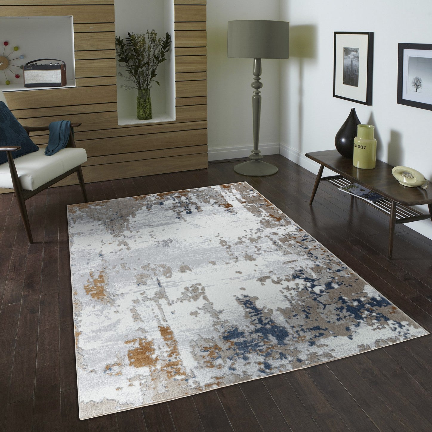 Textures Gc Art2003 Multi 7 Ft. 10 In. X 9 Ft. 10 In. Area Rug White Polyester