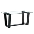 Seating 6 8 People, This Modern, Minimalist Rectangular Dining Table Features A Tempered Glass Top And A Sleek Black Mdf Stand. Suitable For Kitchen, Dining Room, Living Room, Meeting Room Transparent Mdf Glass