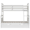 Twin Over Full Bunk Bed With Ladder, Two Storage Drawers, Safety Guardrail, White Twin Box Spring Not Required White Bedroom Bunk Pine