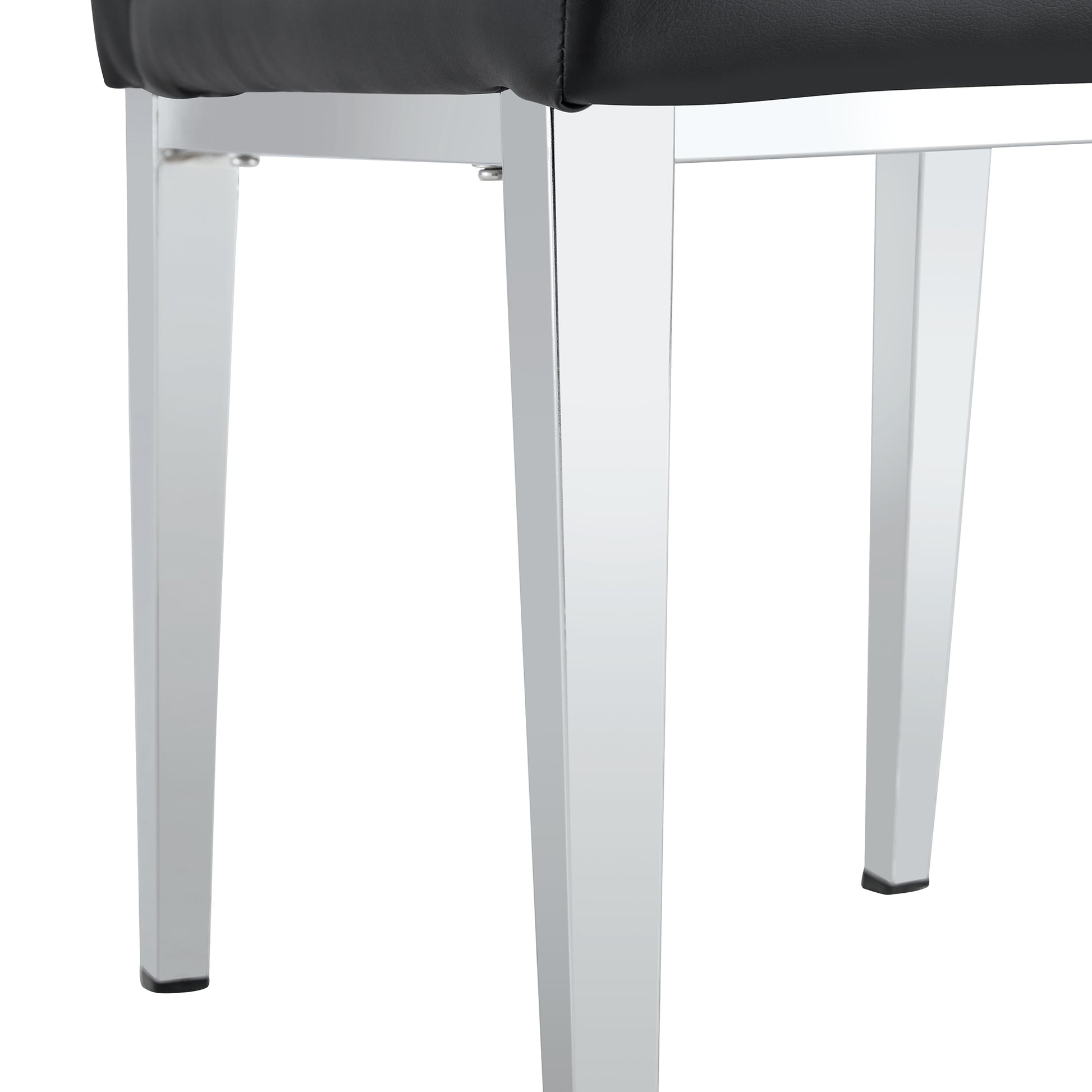 2 Piece Dining Chair, Modern Style Kitchen Upholstered High Back, Metal Leg Office Chair, Suitable For Dining Room, Office, Restaurant. Black Set Of 2 Pu