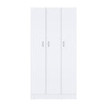 Ohio Armoire Wardrobe With 3 Doors, 2 Drawers, And 4 Tier Shelves White White Bedroom Particle Board