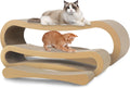 3 In 1 Cat Scratcher Cardboard, Cat Scratching Board Furniture Protector, Cat Scratching Post, Cat Beds For Indoor Cats, Infinity Shape, X Large Brown Wood