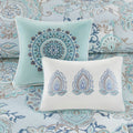 8 Piece Cotton Floral Printed Reversible Comforter Set Blue King King Blue Cotton