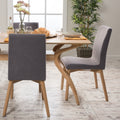 Dining Chair Set Of 2 Dark Grey Fabric