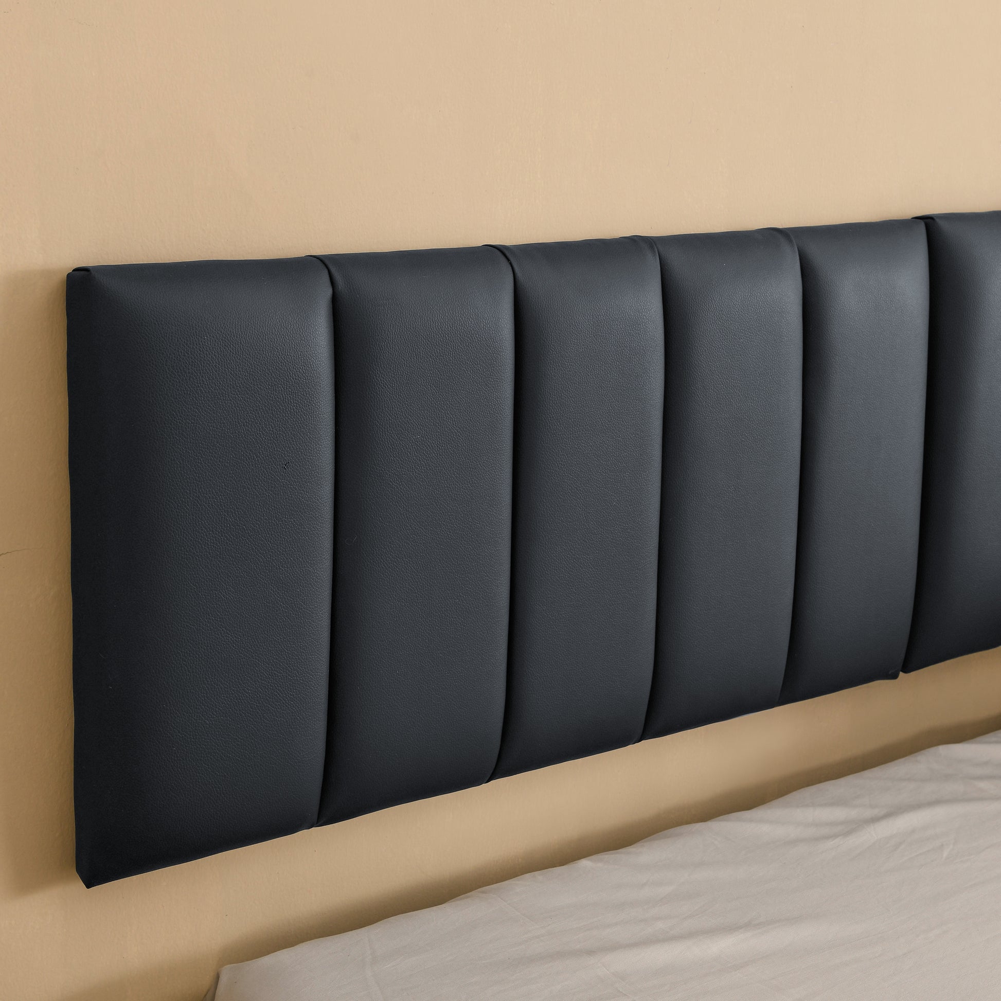 Queen Floating Bed Frame With Led Lights And Wall Mounted Headboard Modern Low Profile Led Platform Bed Frame Queen Size Faux Leather Upholstered Platform Bed Frame,No Box Spring Needed,Black Queen Black Pu