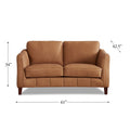 Aria Top Grain Leather Loveseat Brown Genuine Leather Wood Primary Living Space Medium Firm Cushion Back Mid Century Modern Eucalyptus Square Arms Down Filling Leather