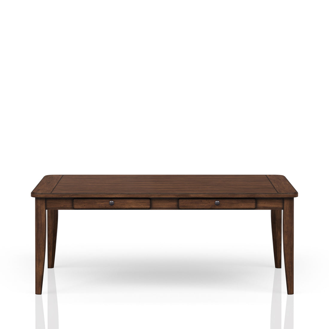 Casual Dining Table With Four Storage Drawers In Brown Finish Brown Solid Wood Mdf