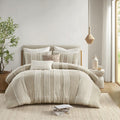 3 Piece Striped Cotton Duvet Cover Set Queen Multicolor Cotton