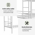 Heavy Duty Sturdy Meta Twin Over Full Bunk Bed L Noise Reduced Safety Guardrail No Box Spring Needed,White Box Spring Not Required Twin White Metal