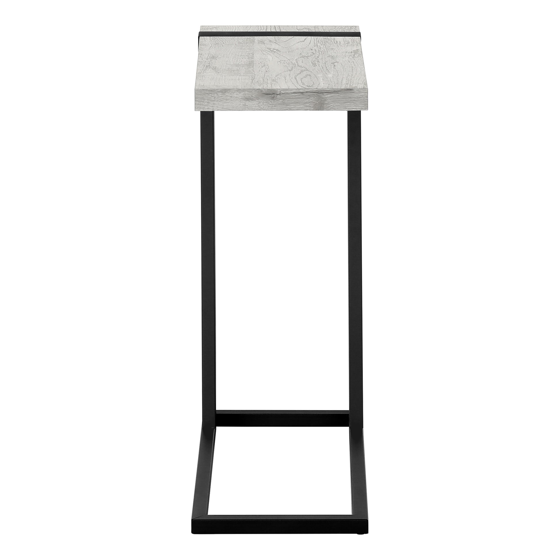 Accent Table, C Shaped, End, Side, Snack, Living Room, Bedroom, Grey Laminate, Black Metal, Contemporary, Modern Grey Mdf