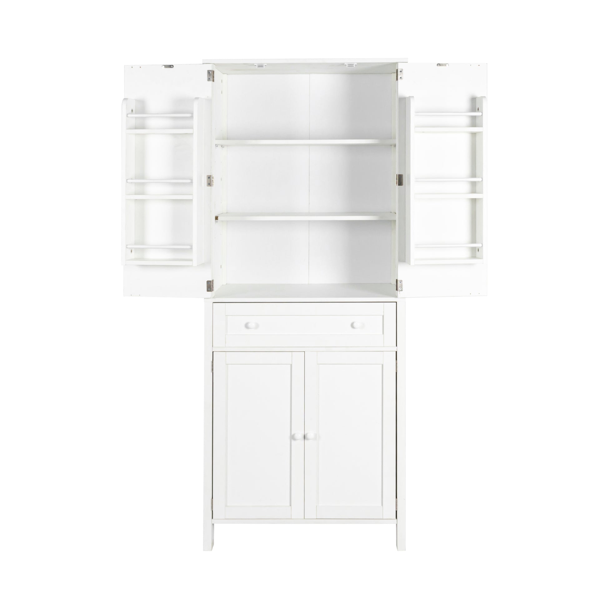 70.87" Tall Kitchen Pantry, Storage Cabinetkitchen Cabinetdrawer And Adjustable Shelves, For Kitchen, Dining Room, White White Particle Board Mdf
