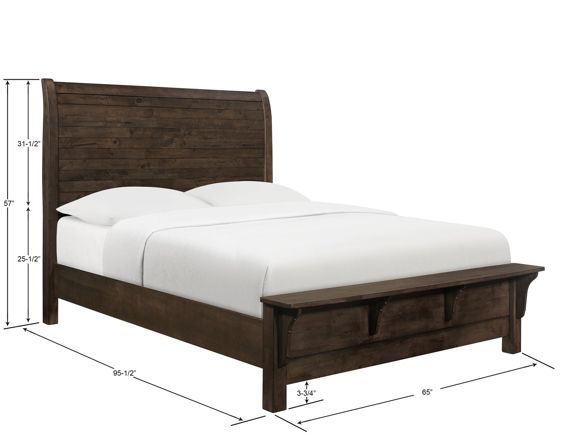 Verna Brown Queen Sleigh Bed Queen Brown Engineered Wood