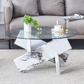 Round Glass Coffee Table, 33.4 