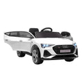 Aosom 12V Kids Electric Ride On Car, Audi E Tron, Battery Powered Toy With Parent Remote Control, Suspension System, Auxiliary Wheels, Led Lights, Music And Horn, Mp3 Player, White White Iron Plastic