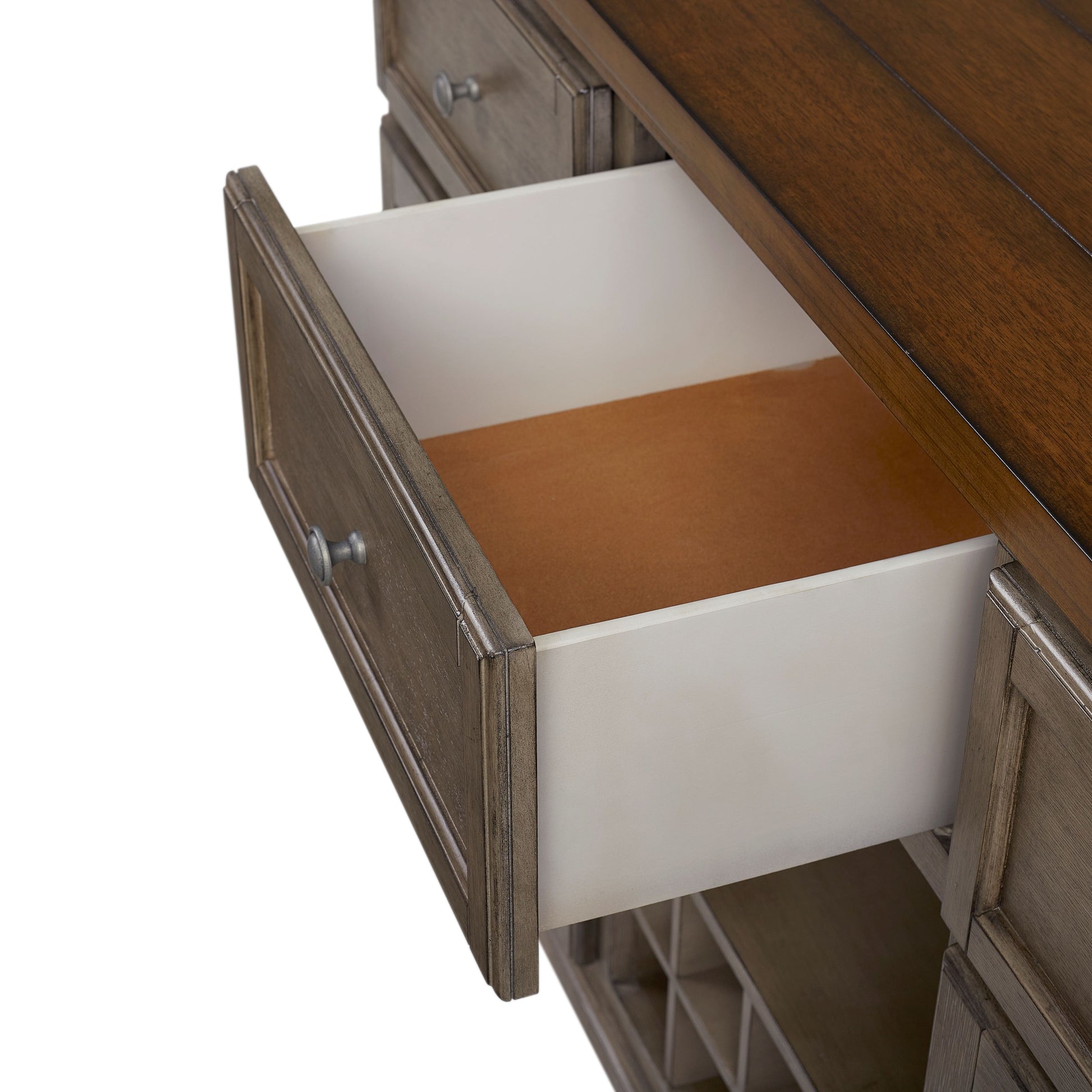Rustic Two Tone Sever W Powerpack Gray Solid Wood Mdf