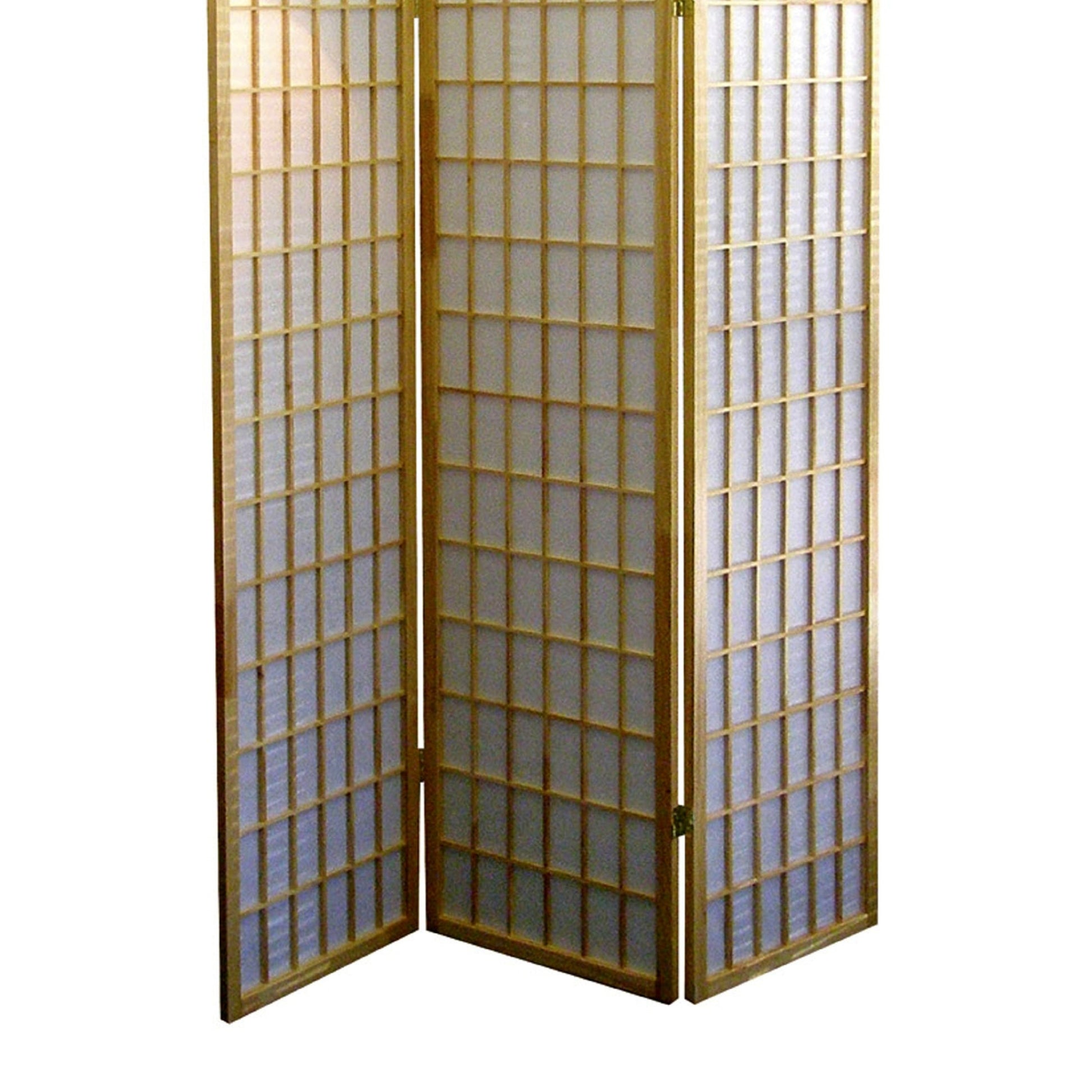 70" Tall 3 Panel Screen Room Divider, Japanese Style With Natural Wood Finish Multicolor Wood